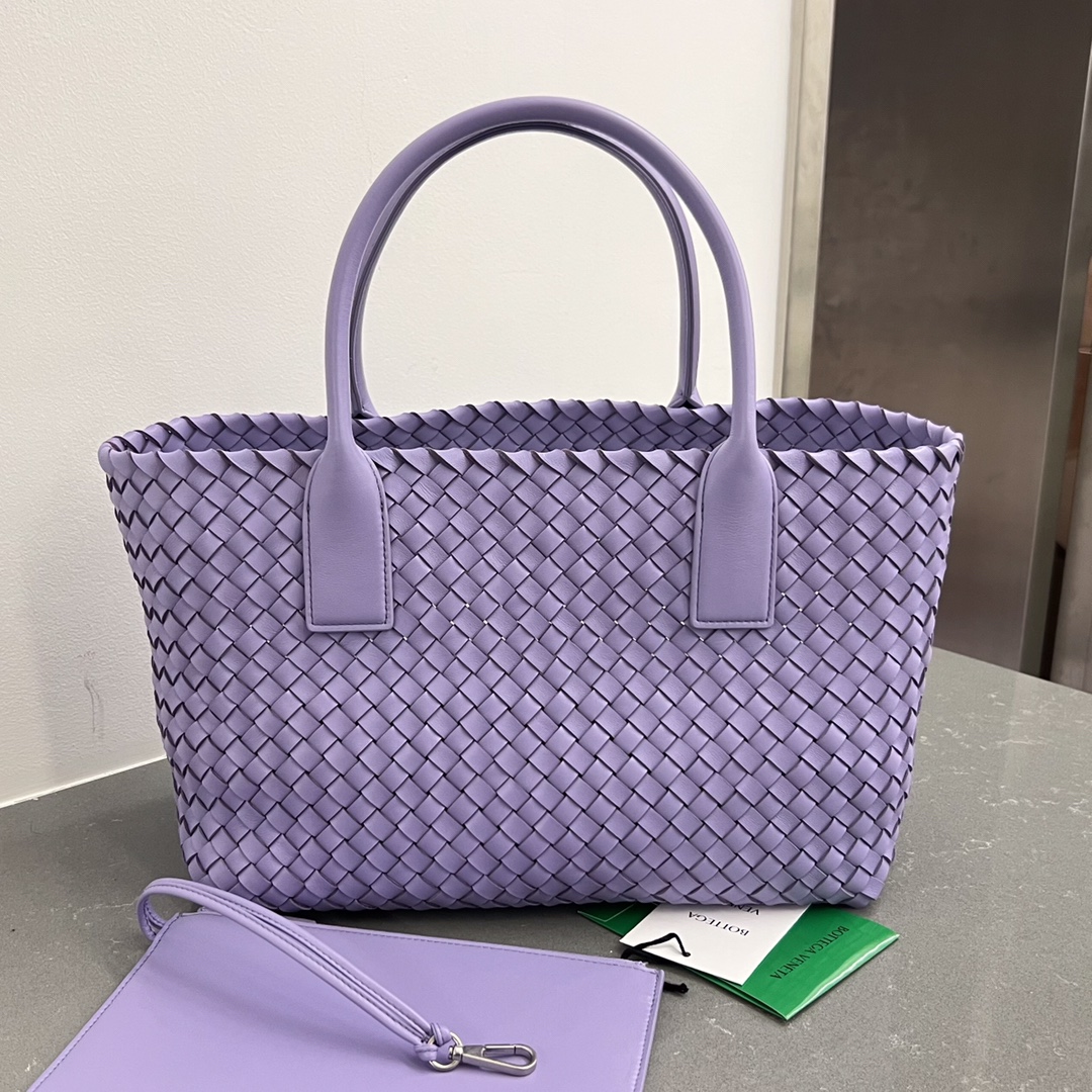 Small Cabat Intreccio Leather Tote Bag Lavender